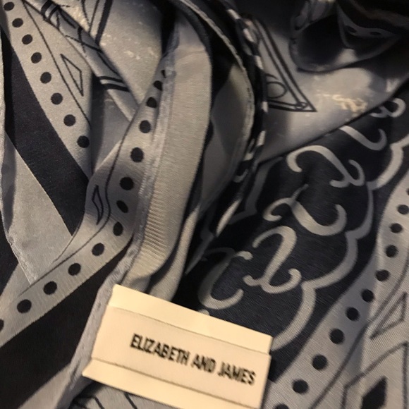 Elizabeth and James Polyester Satin Square Bandana Print Blue Scarf - Picture 5 of 7